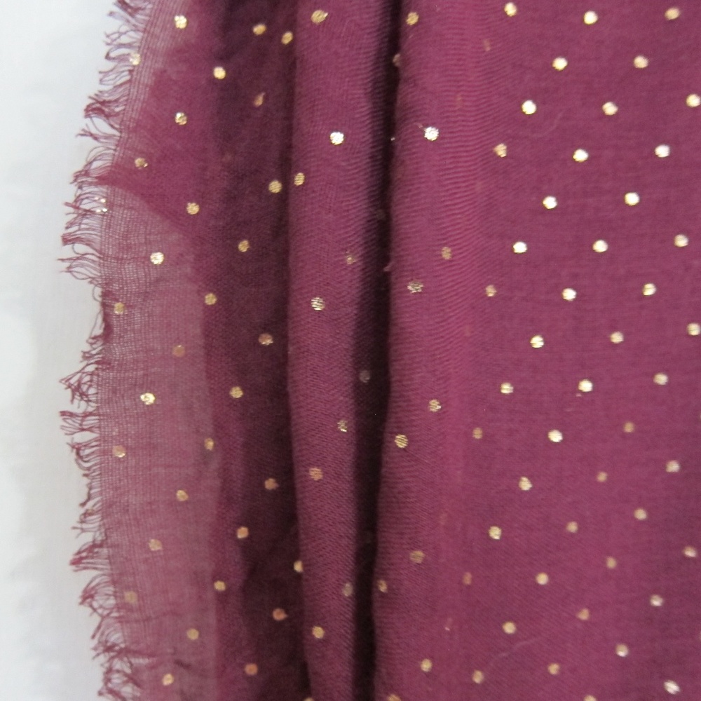 Burgundy and Gold Polka Dot Scarf / Shawl